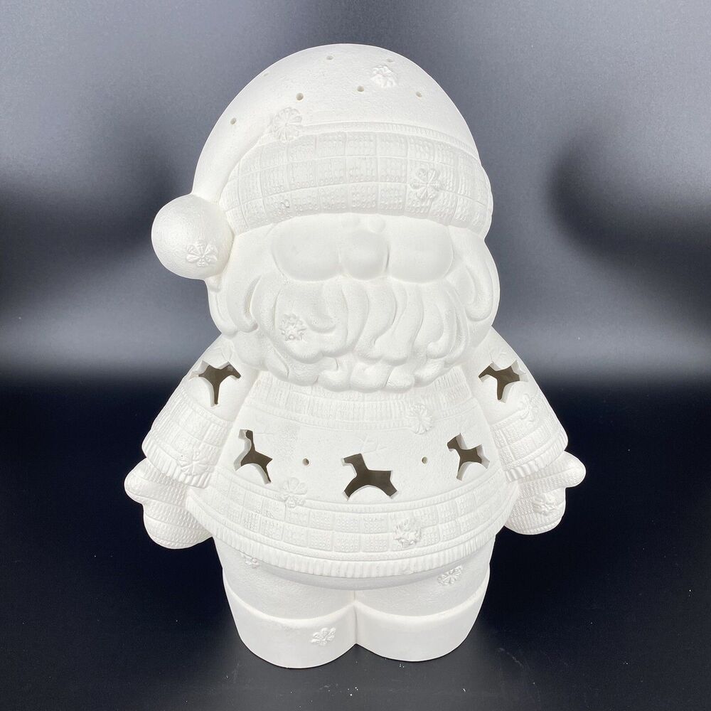 13” Ceramic Bisque Santa Luminary Ready to Paint Christmas Holiday Decor